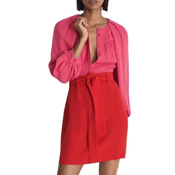 REISS Valentina Color Clash Dress Pink Red Womens Size US 4 - Picture 5 of 12